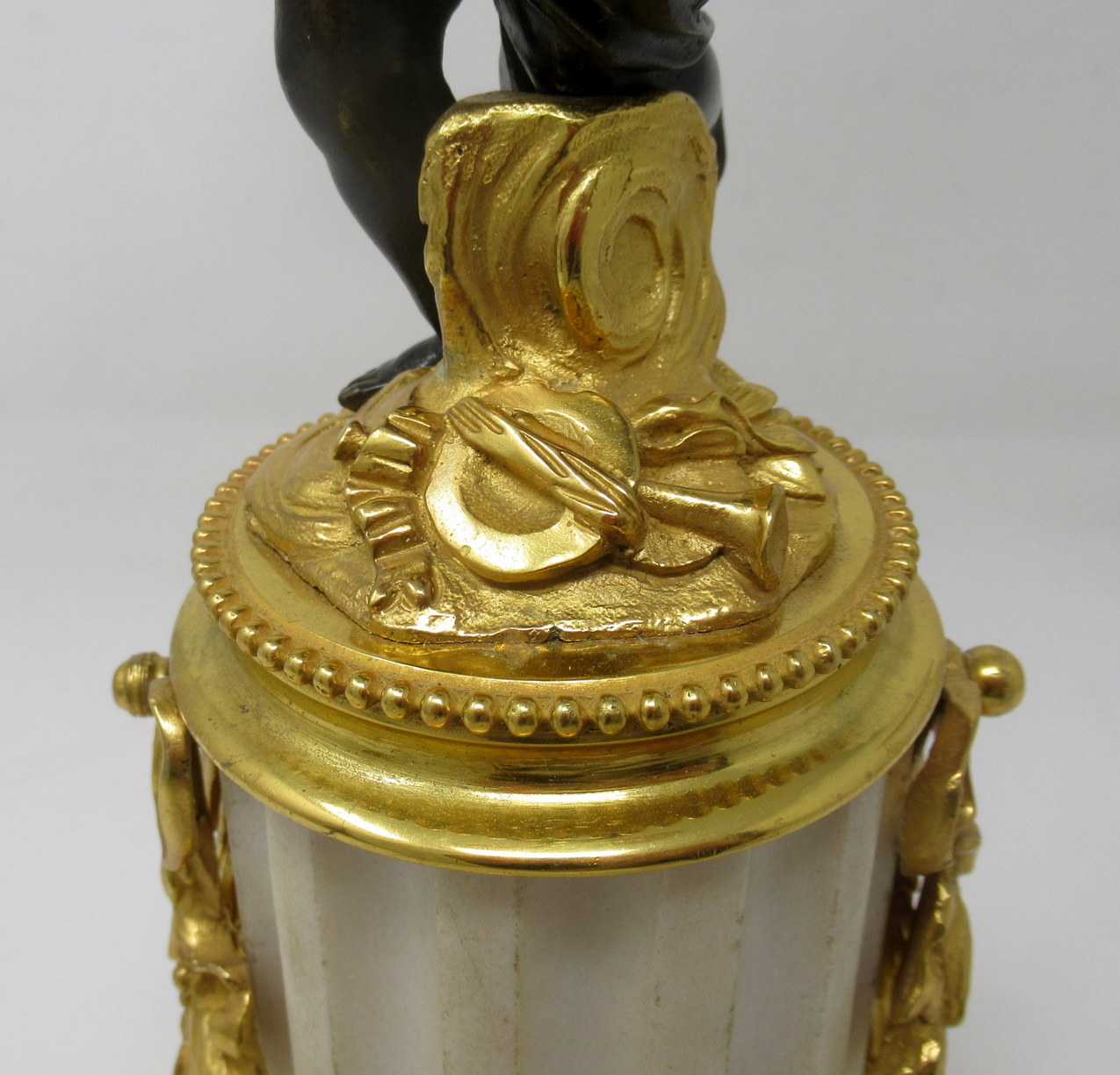 429. Antique Pair Gilt Bronze Ormolu Marble Three Light Candelabra Clodion Grand Tour - Image 10