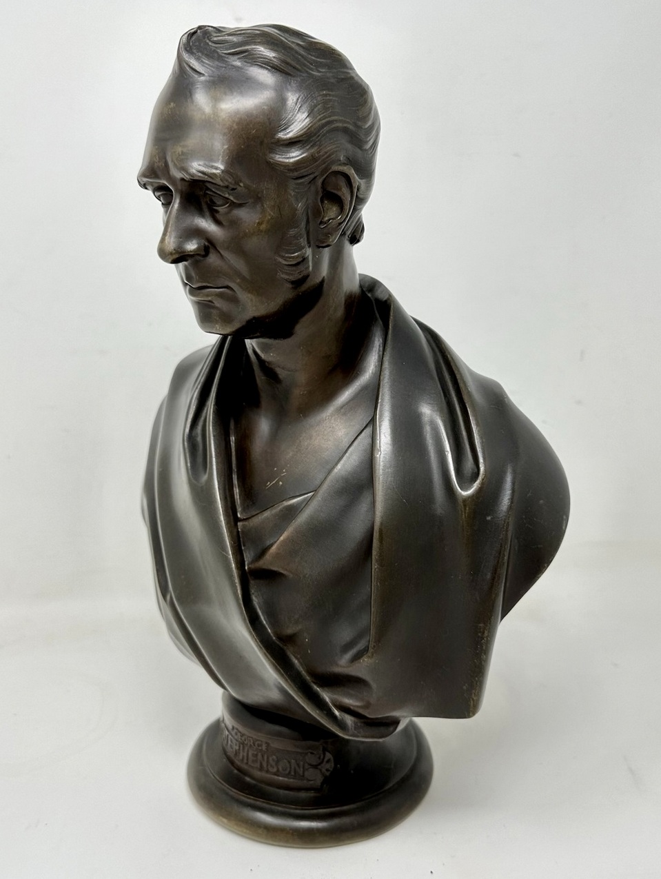 147. Antique Male Bronze Bust George Stephenson Railways Interest Edward William Wyon - Image 3