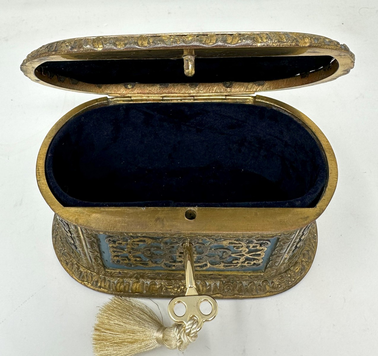624. Antique French Ormolu Gilt Bronze Dore Casket Jewelry Box Sevres Style 1860 19Ct - Image 8