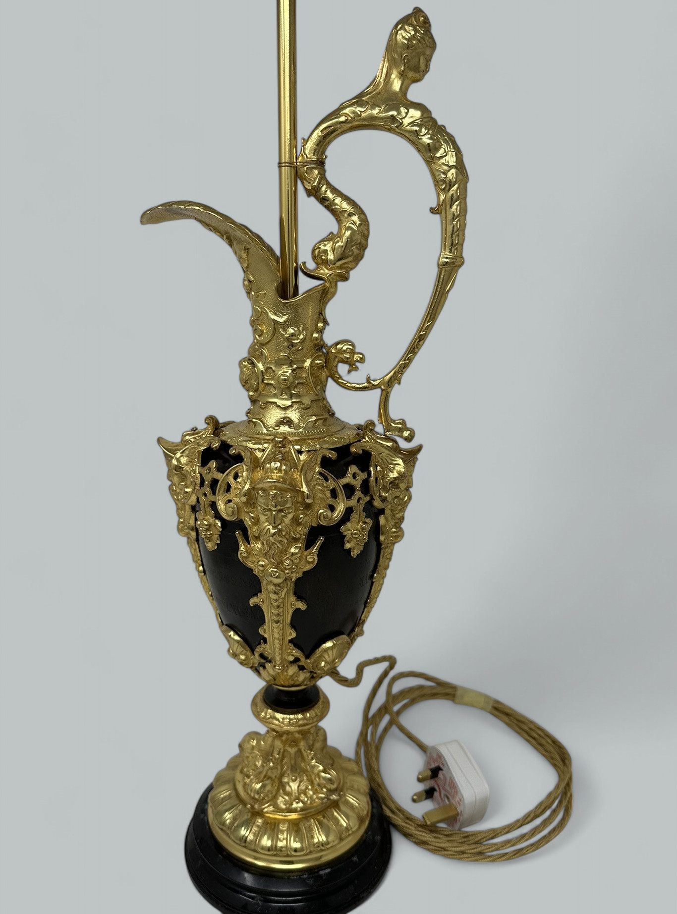 846. Antique French Bronze Ormolu Ewer Vase Electric Lamp Maner Claude Michel Clodion - Image 9