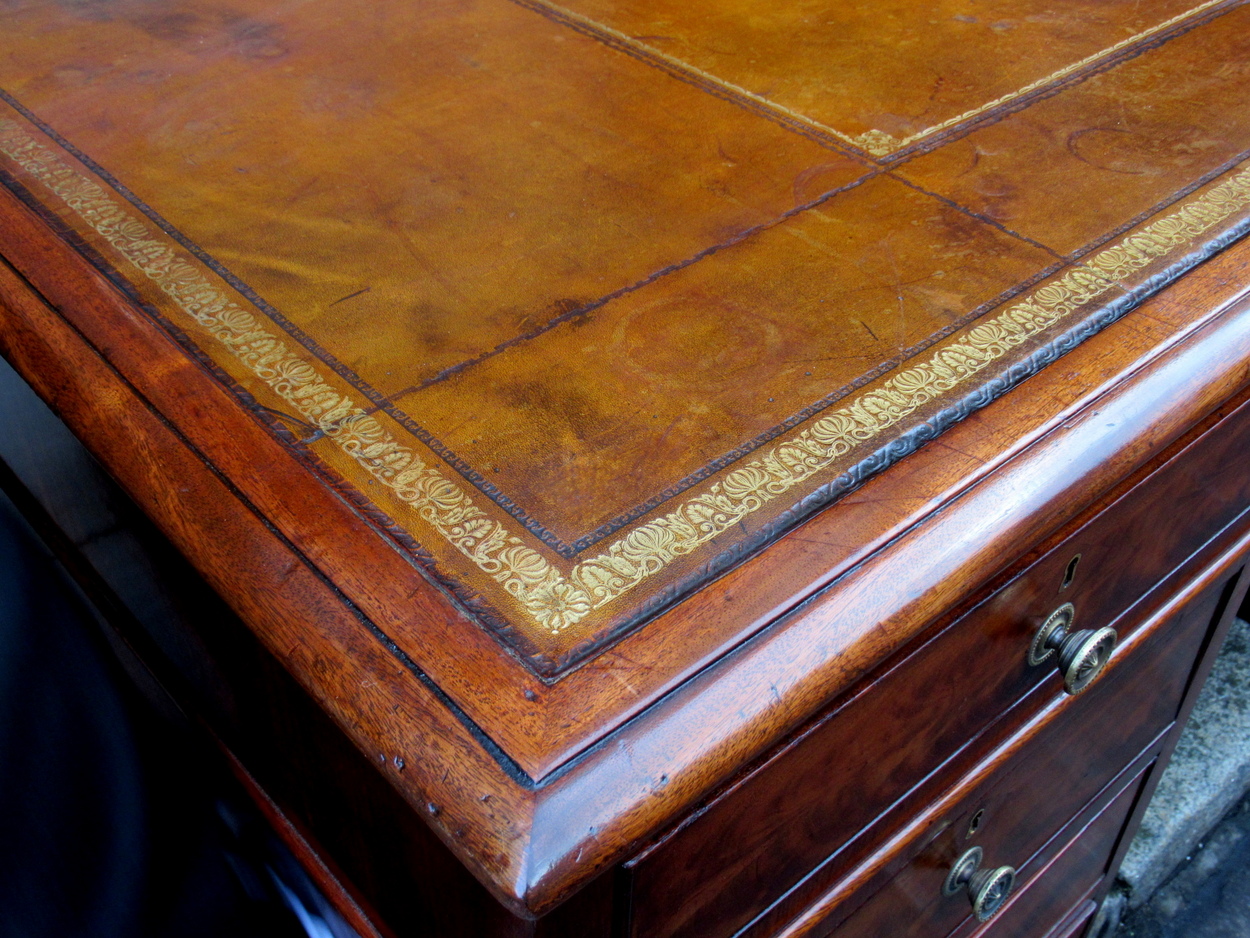 518. Superb Large Flame Mahogany Georgian Partners Pedestal Desk early 19thCt - Image 3