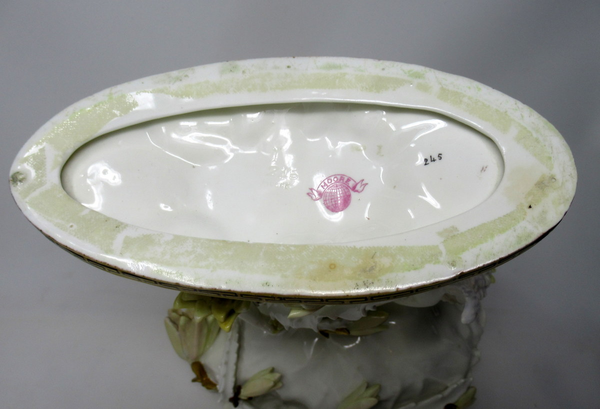 181. English Moore Brothers Porcelain Cream Gilt Cherub Cacti Centerpiece 19th Cent - Image 10