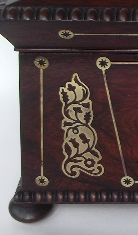 298. Fine Rosewood Brass Inlaid Tea Caddy attrib. to George Oakley - Image 6