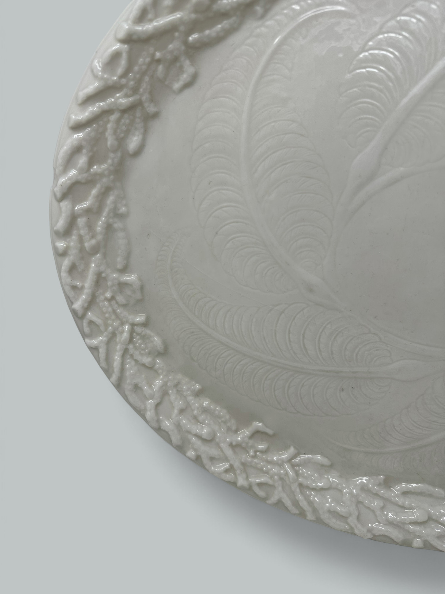 138. Antique Irish Belleek Porcelain Echinus Tray Centerpiece Black Mark Ireland 1891 - Image 5