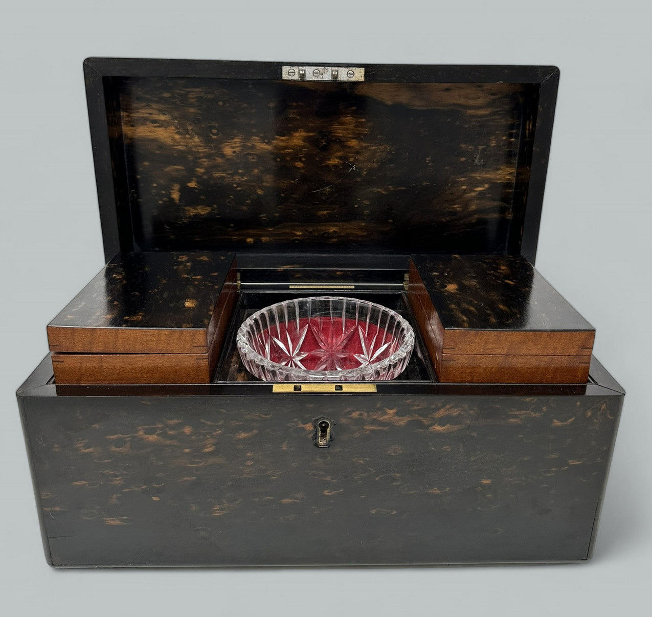 472. Antique English Coromandel Wooden Double Tea Caddy by Thomas Lund 19th Century - Image 3