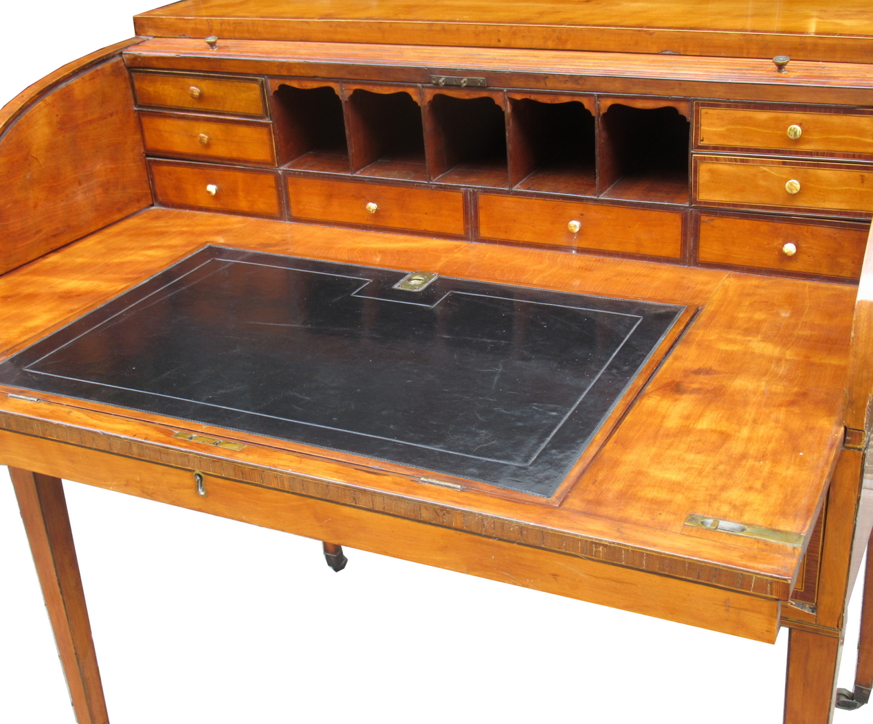 194. Fine West Indian Satinwood Tambour Satinwood Cylindrical Bureau attrib. Gillows 18thCt - Image 13