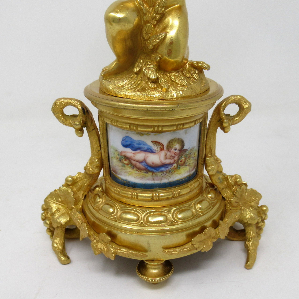 509. Antique Pair French Sèvres Celeste Porcelain Gilt Bronze Cherub Table Lamps 19Ct - Image 4