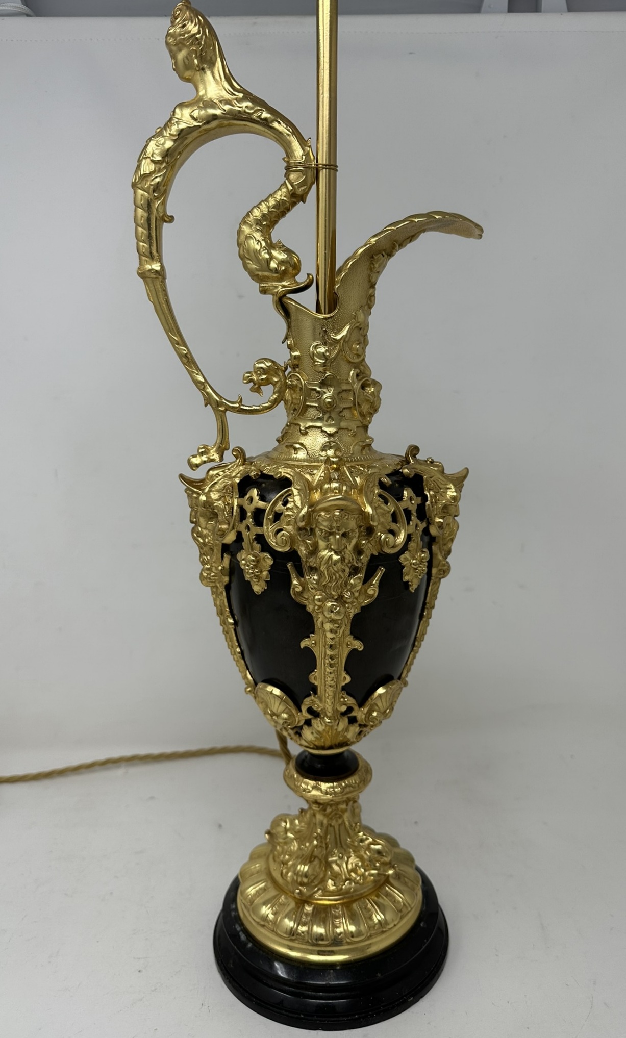 846. Antique French Bronze Ormolu Ewer Vase Electric Lamp Maner Claude Michel Clodion - Image 2