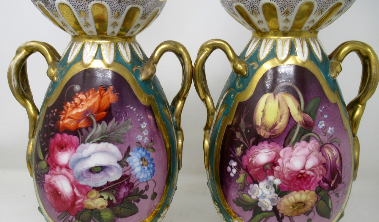 539. Antique Pair English Staffordshire Porcelain Table Lamps Ridgway or Rockingham - Image 11