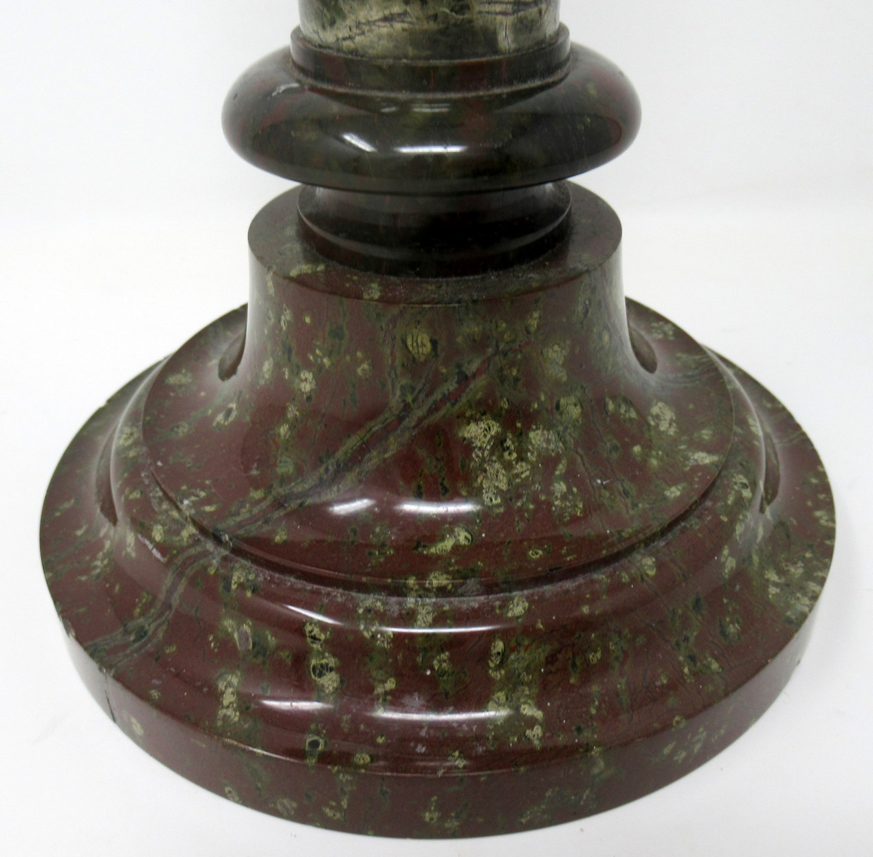 768. Rare Pair English Cornish Serpentine Marble Candlesticks attrib. John Murphy 1850 - Image 7