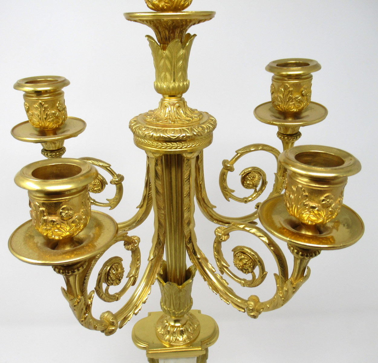 583. Fine Pair French Ormolu Statutory Marble Five Light Candelabra 19thCt - Image 4