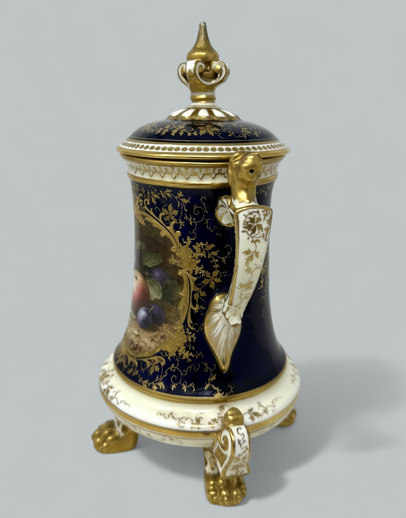 372. Antique Coalport Hand Painted Vase Urn Frederick Chivers Still Life Fruits 1910 - Image 2