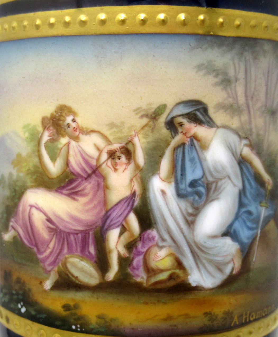 394. Antique Austrian Royal Vienna Sevres Style Chocolate Tea Cup Saucer Cobalt Blue - Image 8