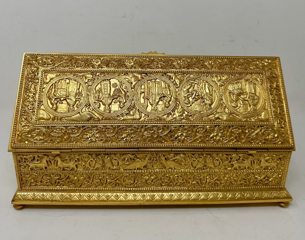 775. Antique Ladys Ormolu Bronze Dore Jewellery Box Casket Maison Boissier Paris - Image 8