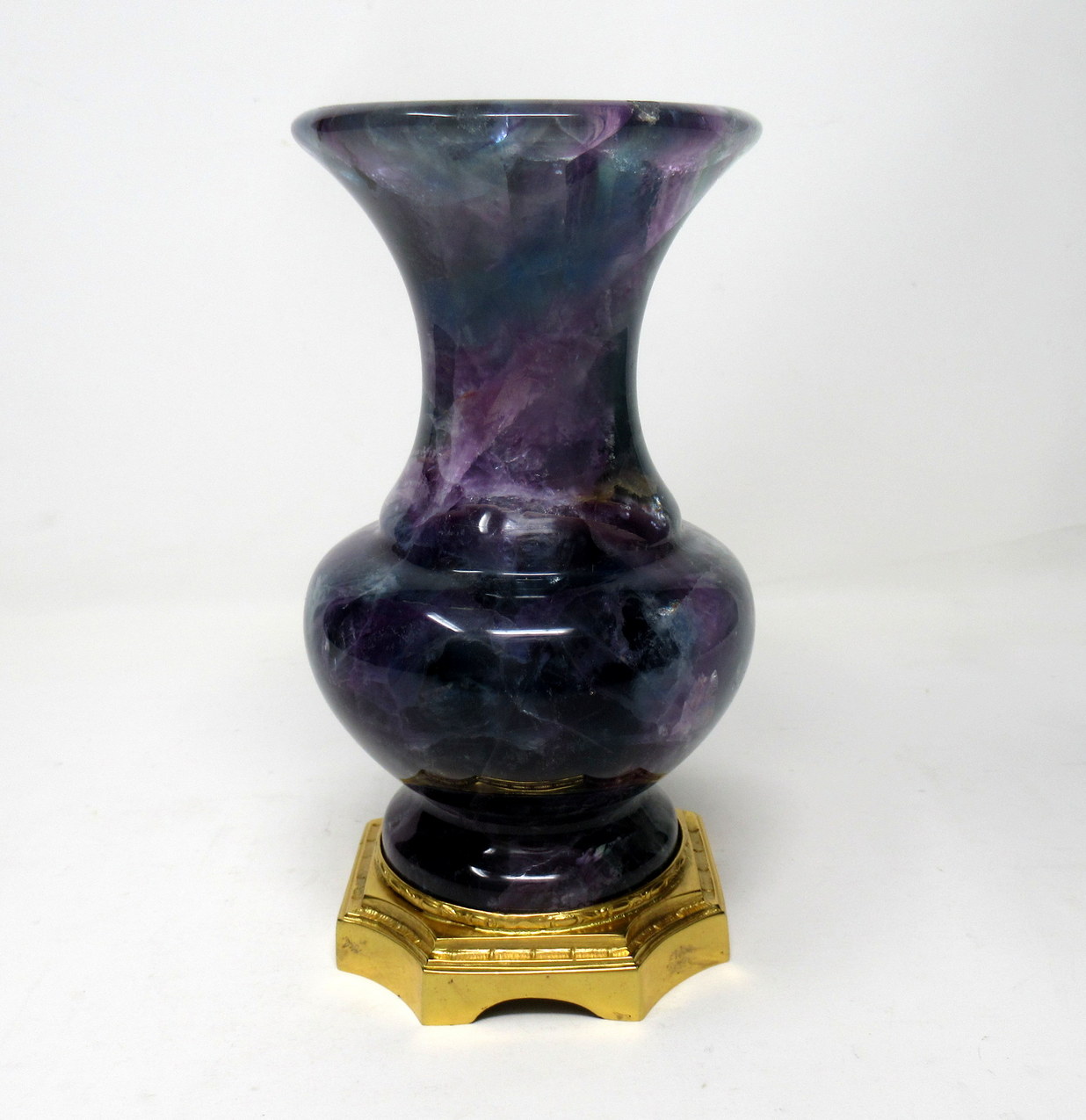 554. Rare Blue John Fluorite Derbyshire Carved Urn Ormolu Mounts 19th Ct - Image 3