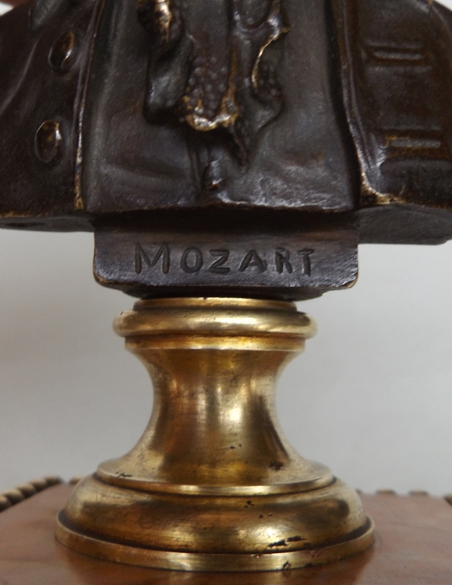 785. Fine Pair Grand Tour French Bronze Busts MOZART and BEETHOVEN Sienna Marble 19Ct - Image 10