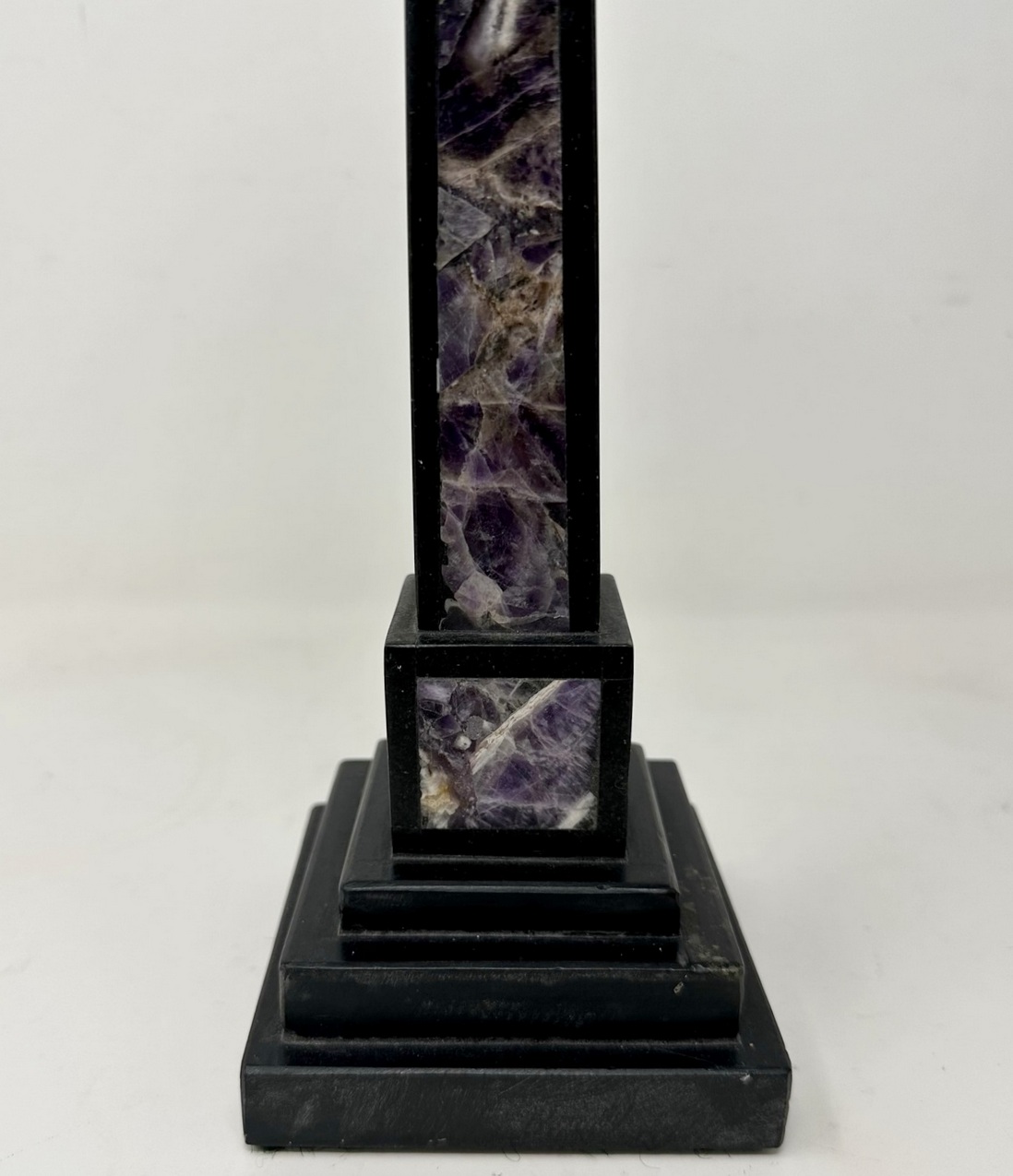 899. Antique Pair Italian Grand Tour Amethyst Blue John Marble Neoclassical Obelisks Columns - Image 7