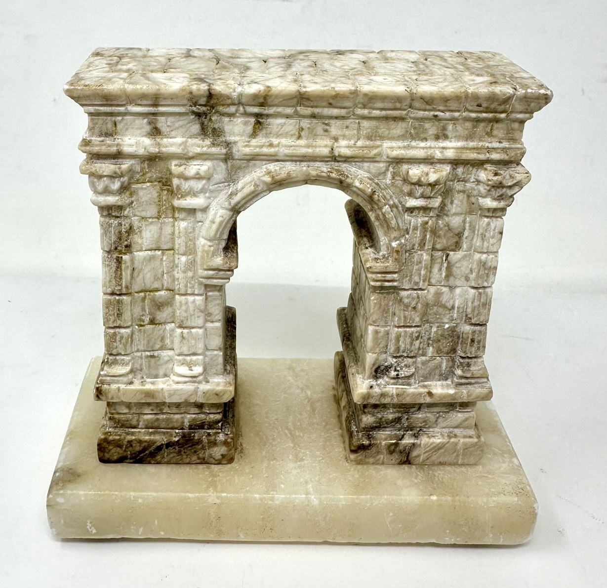 422. Antique Grand Tour French Carved Marble Architectural Model Arc de Triomphe Paris - Image 4