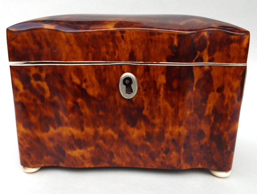 501. Fine Tortoiseshell and Ivory Single Tea Caddy mid 19thCt - Image 8