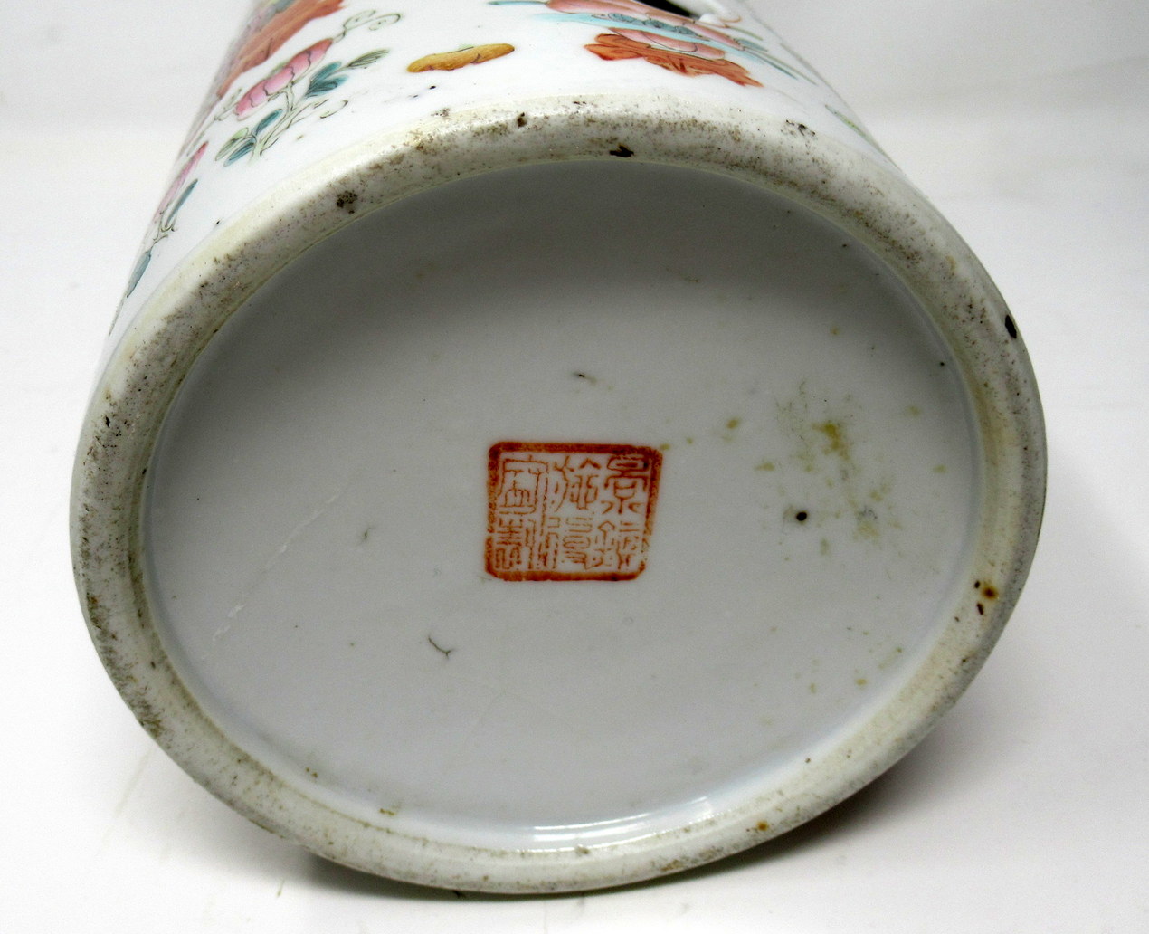 748. Fine Chinese Export Famille Rose Porcelain Hat Stand Signed 19thCt - Image 7