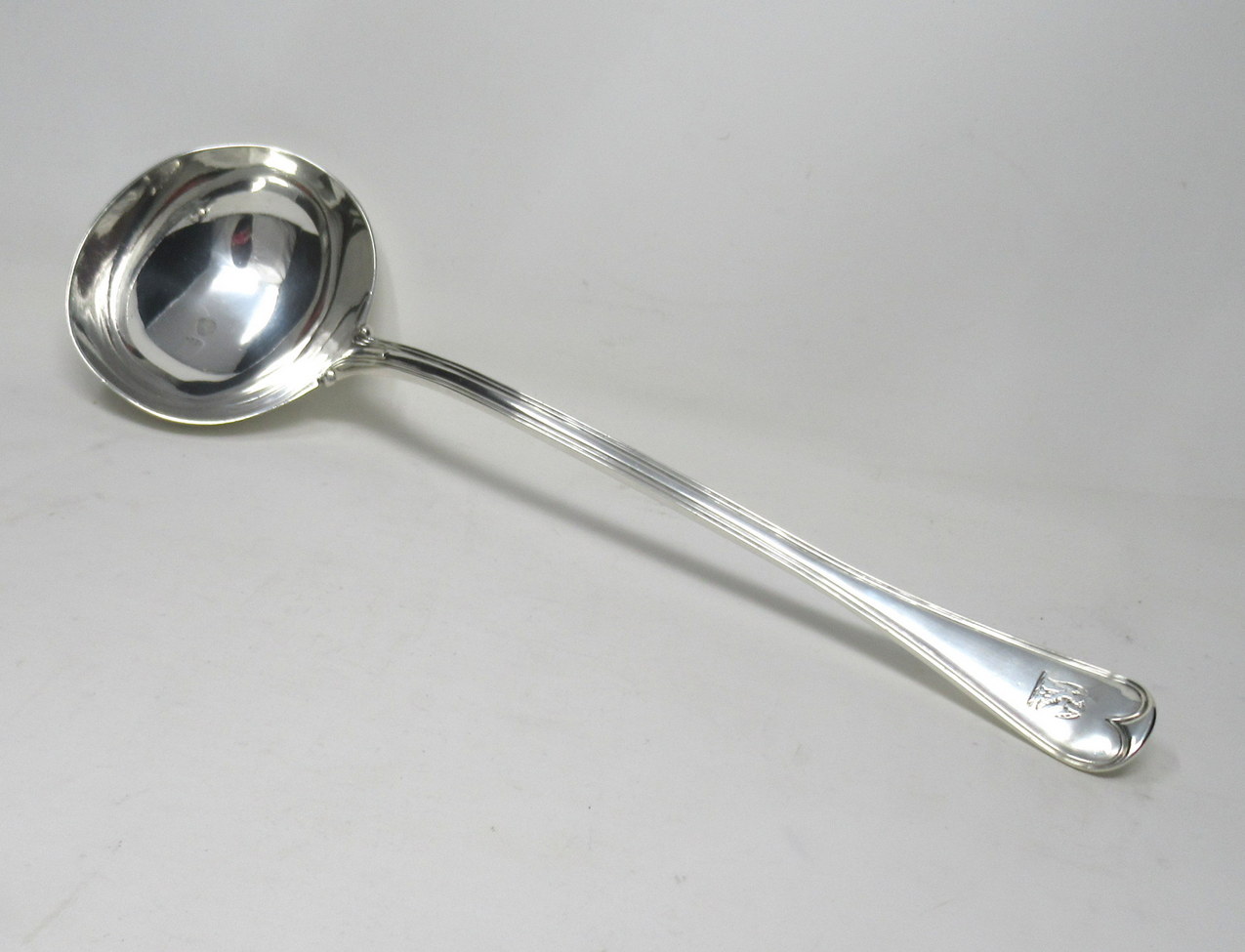 228. Antique Victorian Sterling Silver Rat Tail Pattern Large 1851 Soup Ladle 9.9ozs - Image 3