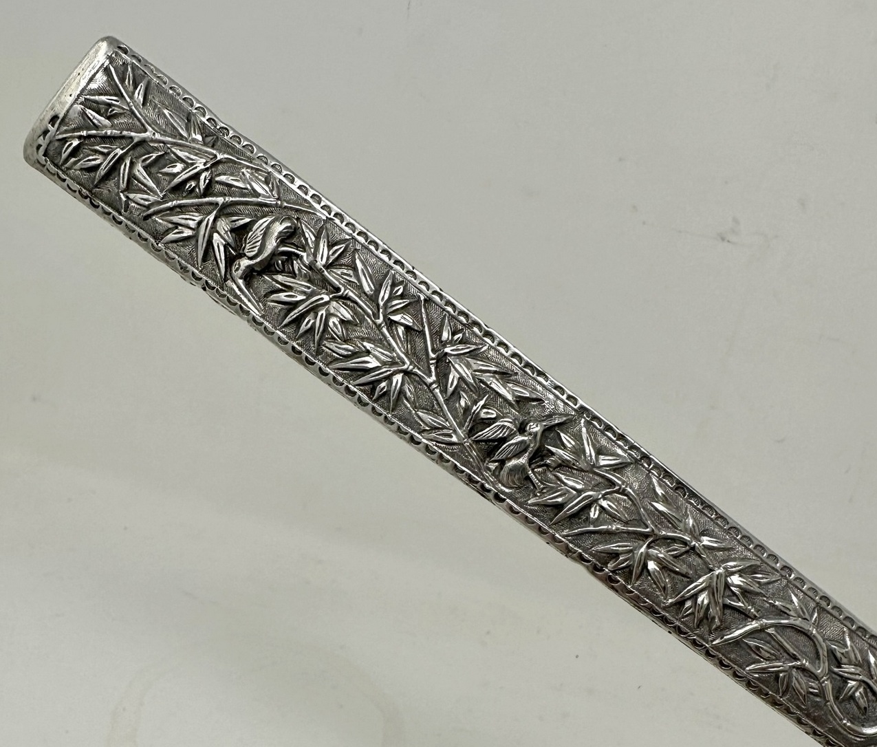 325. Antique Asian Chinese Sterling Silver Lady's Walking Swagger Stick Cane Dragons - Image 9