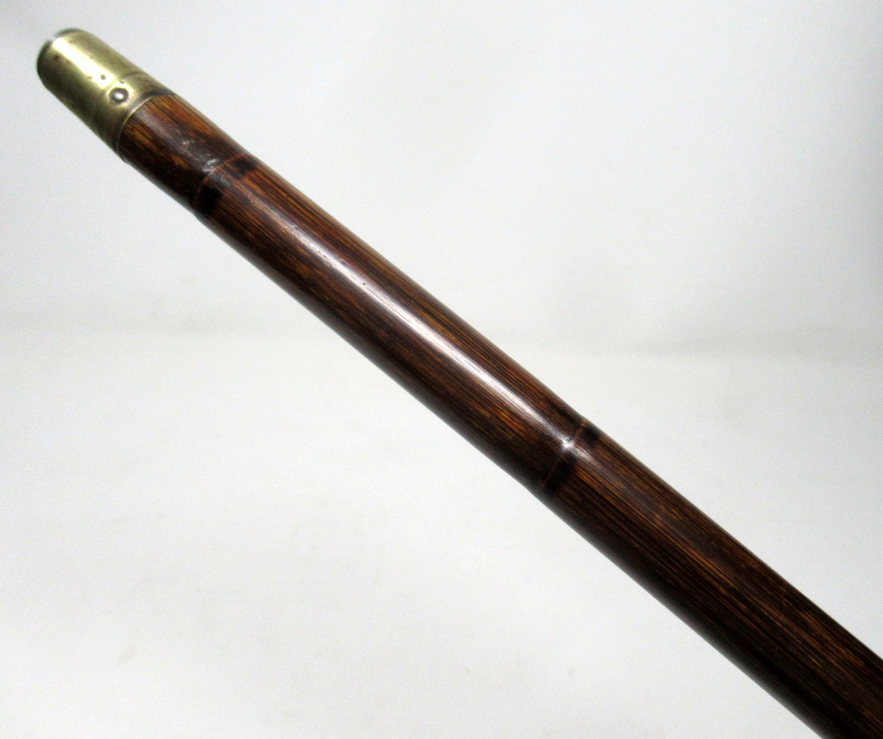 094. Partridge Wood Walking Stick Cane Horn Crook Handle Sterling Silver Collar 1900 - Image 6