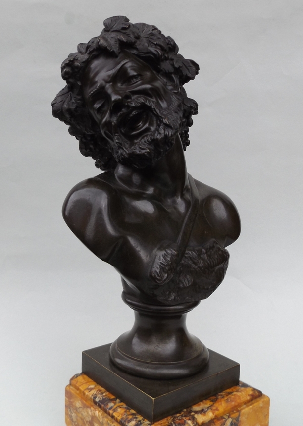 736. Grand Tour Classical Bronze Bacchus by Clodion Sienna Marble early 19Ct