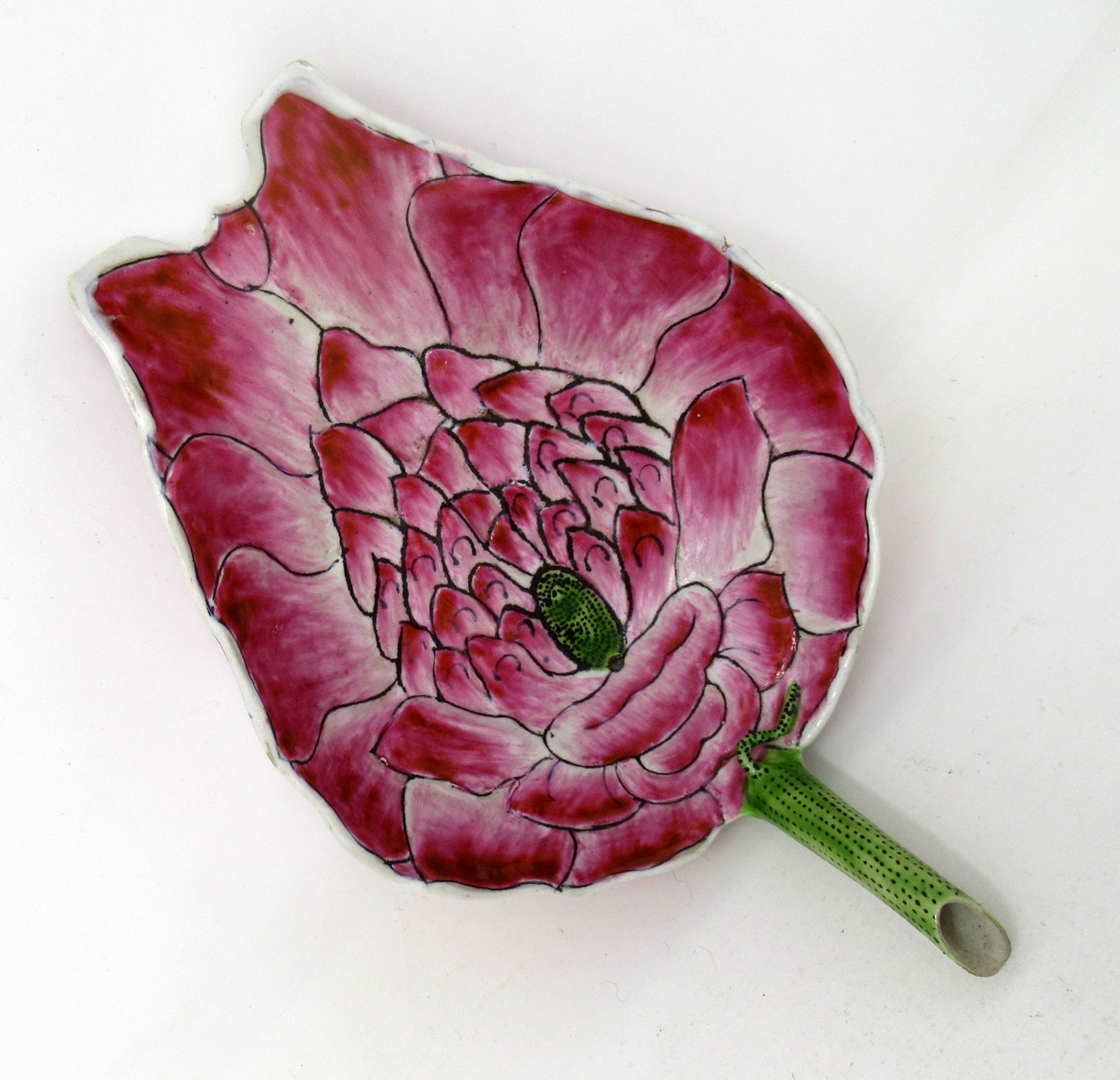 467. Chinese Porcelain Imperial Guangxu Period Famille Rose Lotus Leaf Libation Cup - Image 4