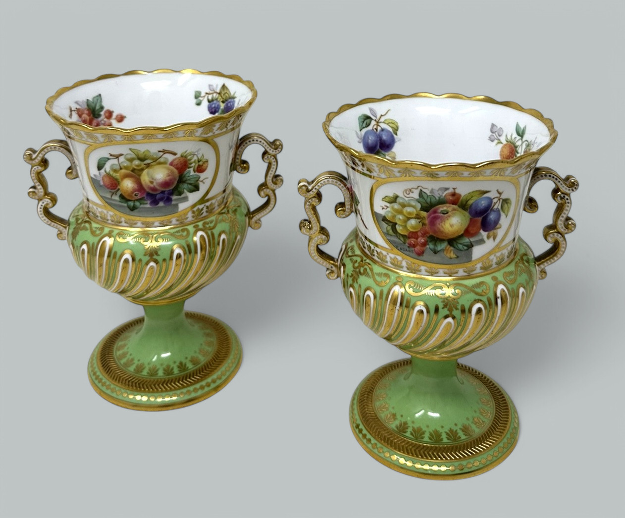 674. Antique English Pair Frederick Adams Copeland Urns Vases Centerpieces Still Life - Image 5