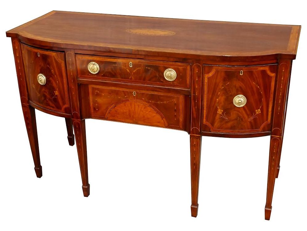713. Fine English Georgian Mahogany Bow-Fronted Sideboard late 18thCt