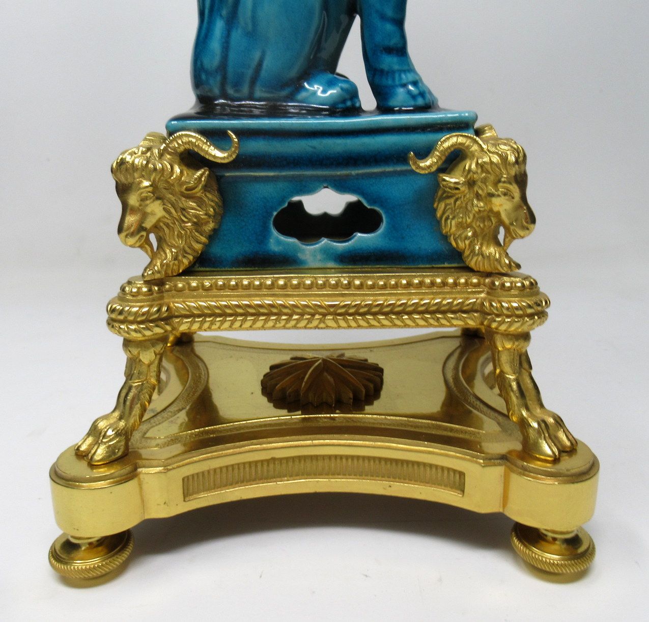 290. Pair French Ormolu Chinese Porcelain Twin Light Candelabra Kangxi 18th Century - Image 6