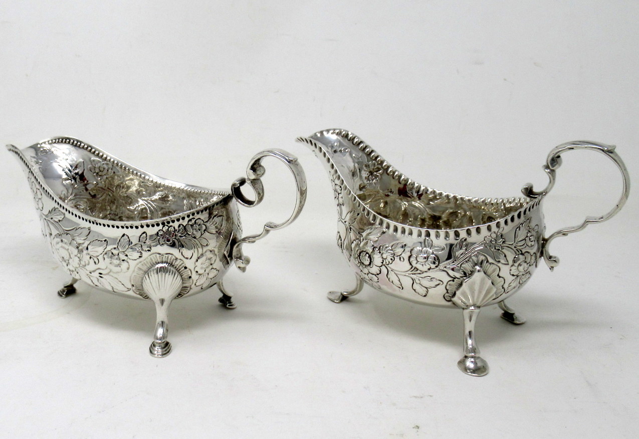 668. Rare Pair Irish Georgian Dublin Silver Sauce Gravy Boats Circa 1760 Matthew West - Image 4