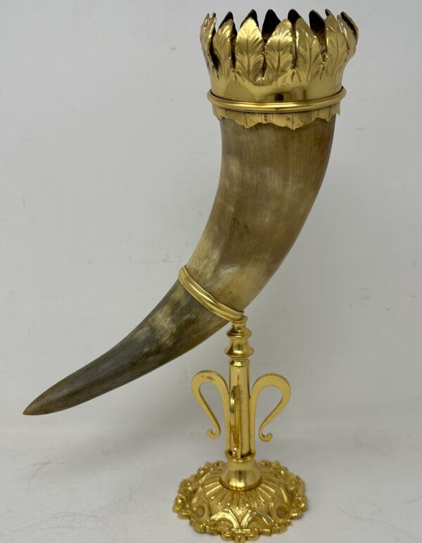 885. Antique German Ormolu Cow Horn of Plenty Cornucopia Vase Centerpiece poss. WMF