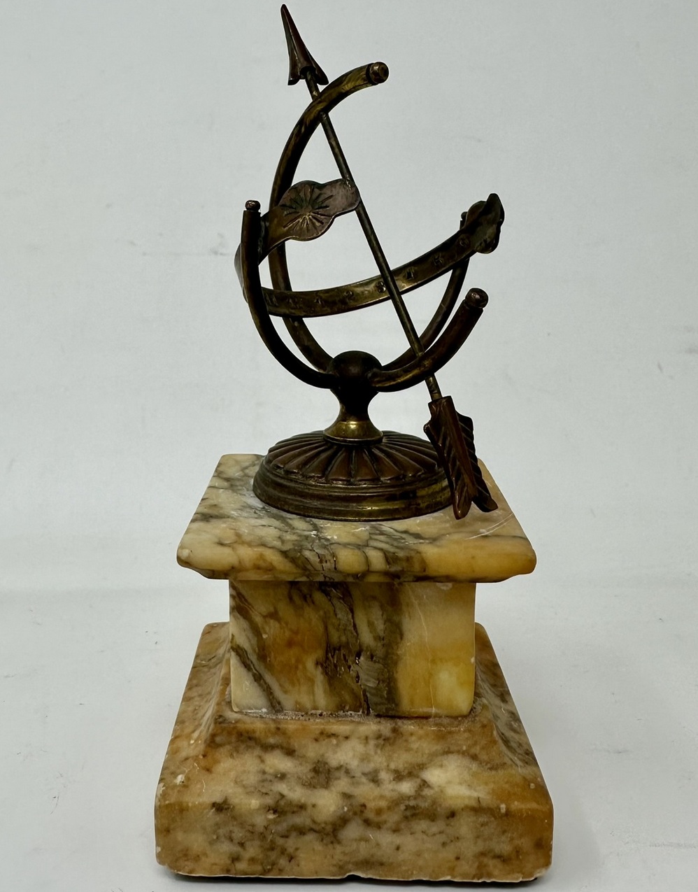 172. Grand Tour French Bronze Arc de Triomphe Egyptian Figure Sundial Sienna Marble - Image 5