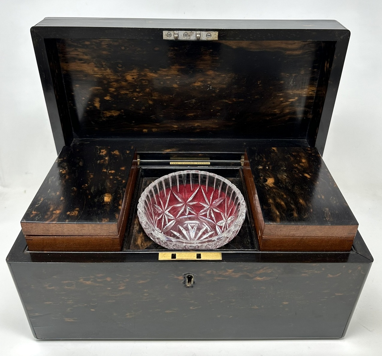 472. Antique English Coromandel Wooden Double Tea Caddy by Thomas Lund 19th Century - Image 2