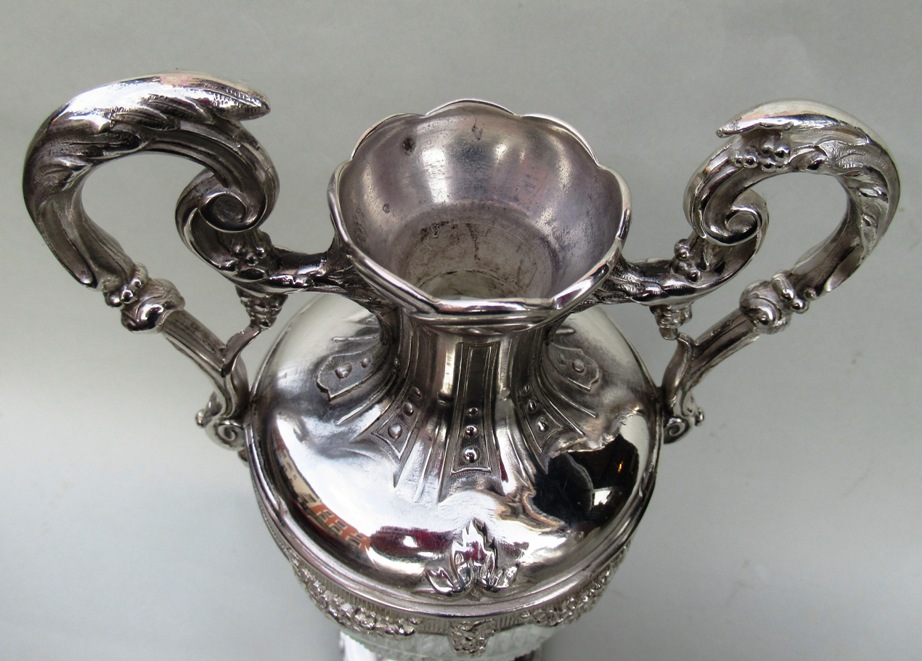 576. Superb Pair French Hand Cut Crystal Twin Handle Vases 19thCt - Image 8