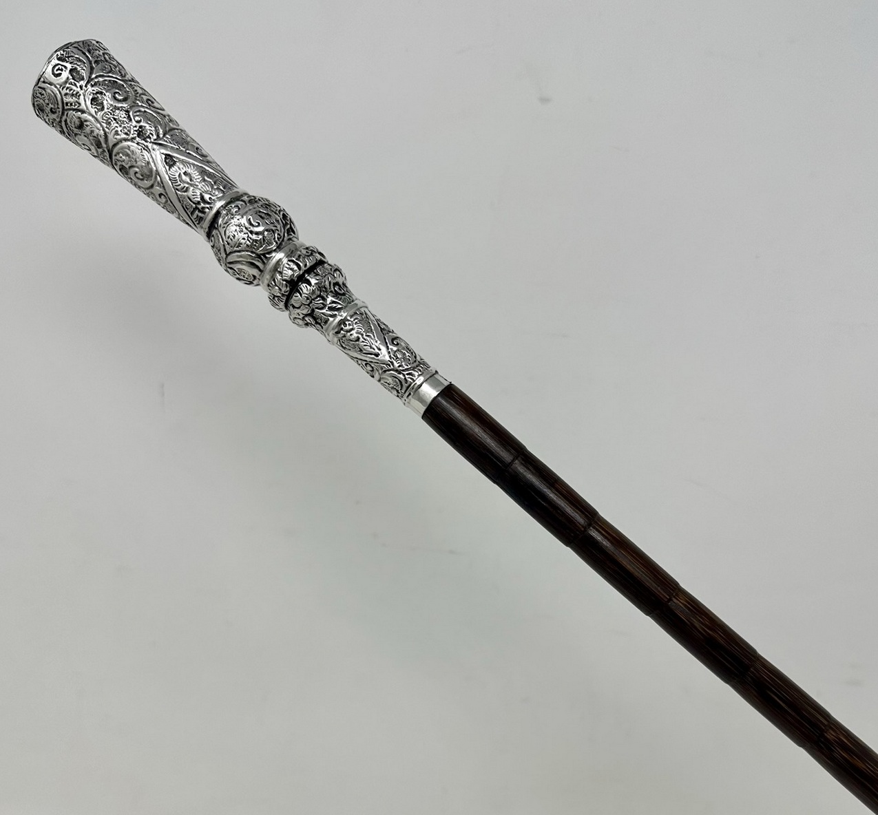 409. Antique Vintage Partridge Wood Wooden Ladys Walking Stick Sterling Silver 1891 - Image 4