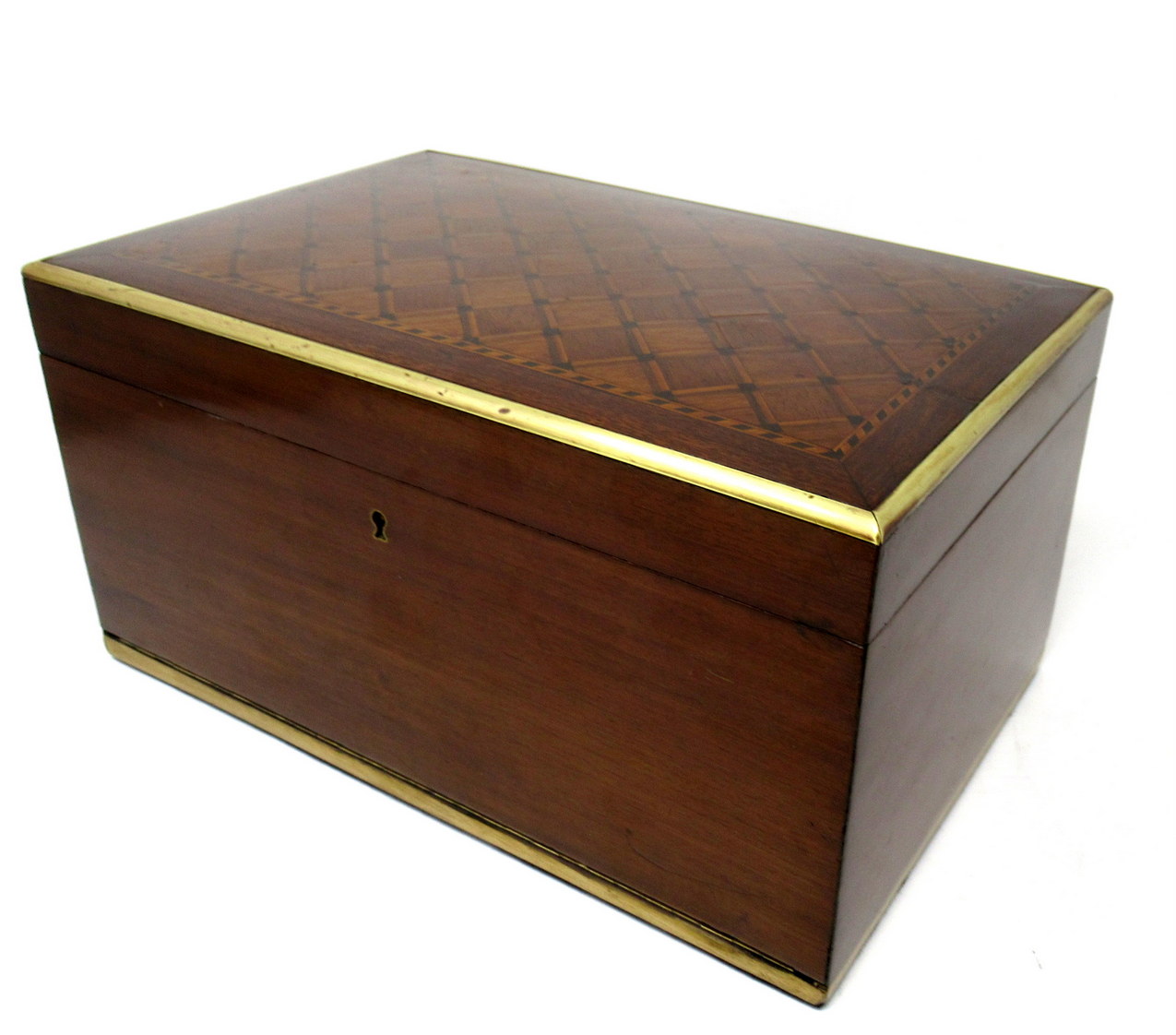 330. Antique Mahogany Tunbridge Ware Marquetry Cigar Cigarette Casket Box Victorian - Image 5