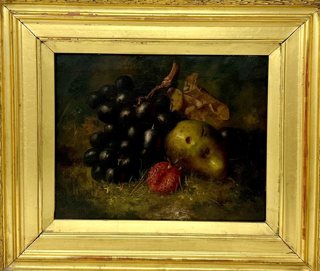 143. Antique Still Life Fruits Oil on Canvas English Oil Painting Giltwood Frame - Image 6