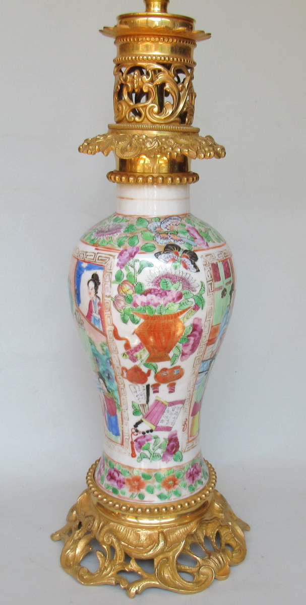 458. Stunning Pair Cantonese Hand Painted Table Lamps 19thCt - Image 8