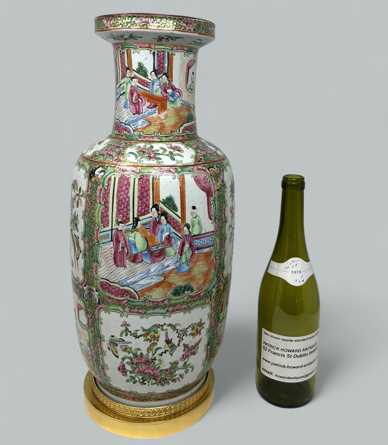 656. Antique Famille Rose Medalion Canton Cantonese Chinese Porcelain Ormolu Vase Urn - Image 11