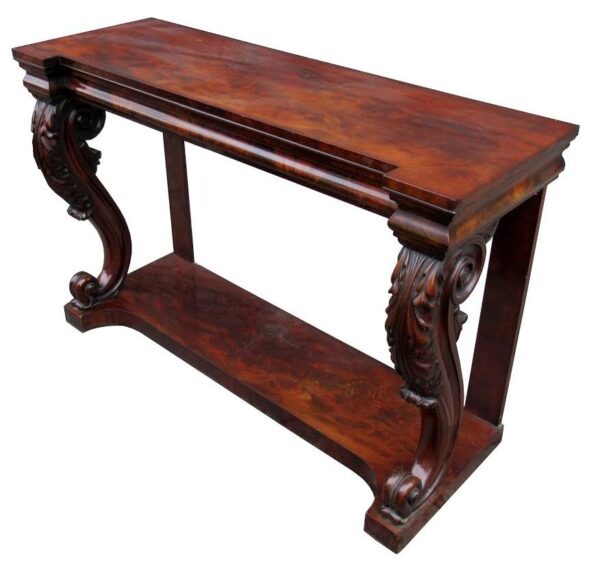 338. Fine William IV Flame Mahogany Console Table Circa 1830