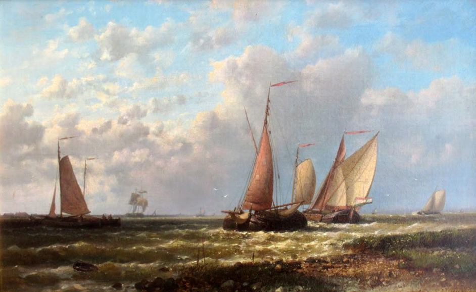 709 Abraham Hulk 1813-1897 Off the Dutch Coast Oil on Canvas - Image 3