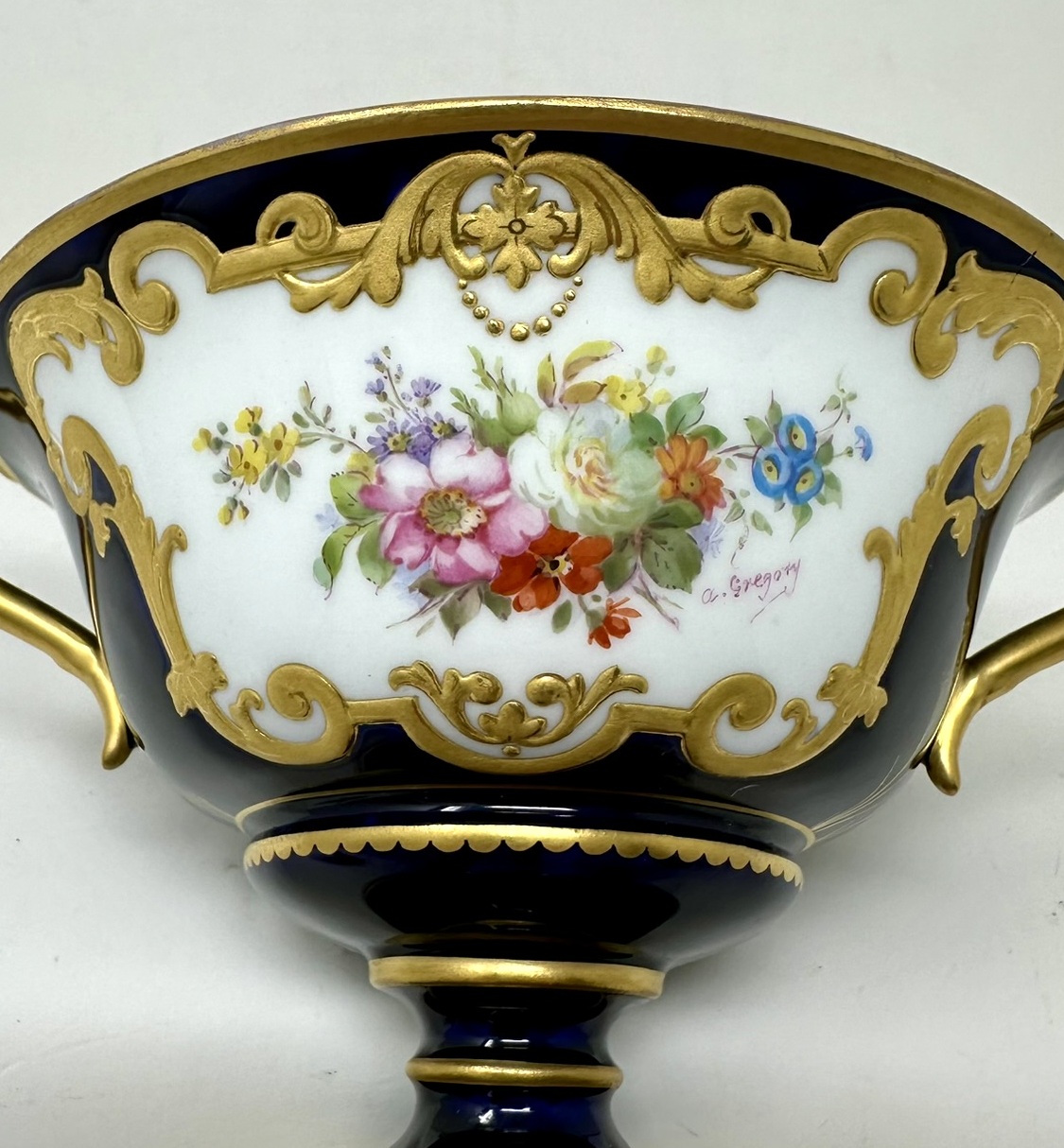 952. Antique English Crown Derby Urn Vase Centerpieces Albert Gregory Still Life 1913 - Image 6