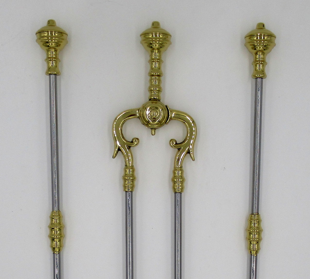 774. Set English Victorian Steel Brass Fireplace Fire Tools Irons Companion 19Century - Image 5