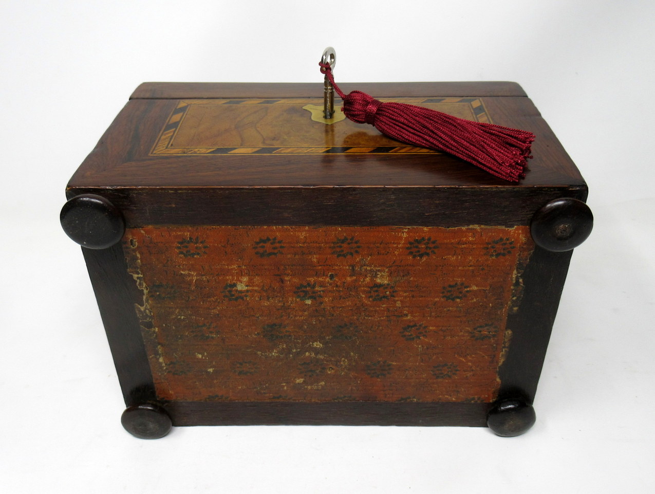 344. Antique Victorian Rosewood Tunbridge Ware Double Tea Caddy Box 19th Century - Image 7