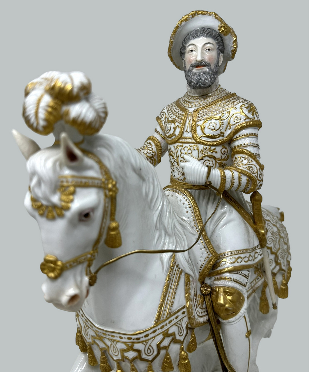 525. Antique Sevres Porcelain King Francois I Riding Horseback Sculpture Centerpiece - Image 7