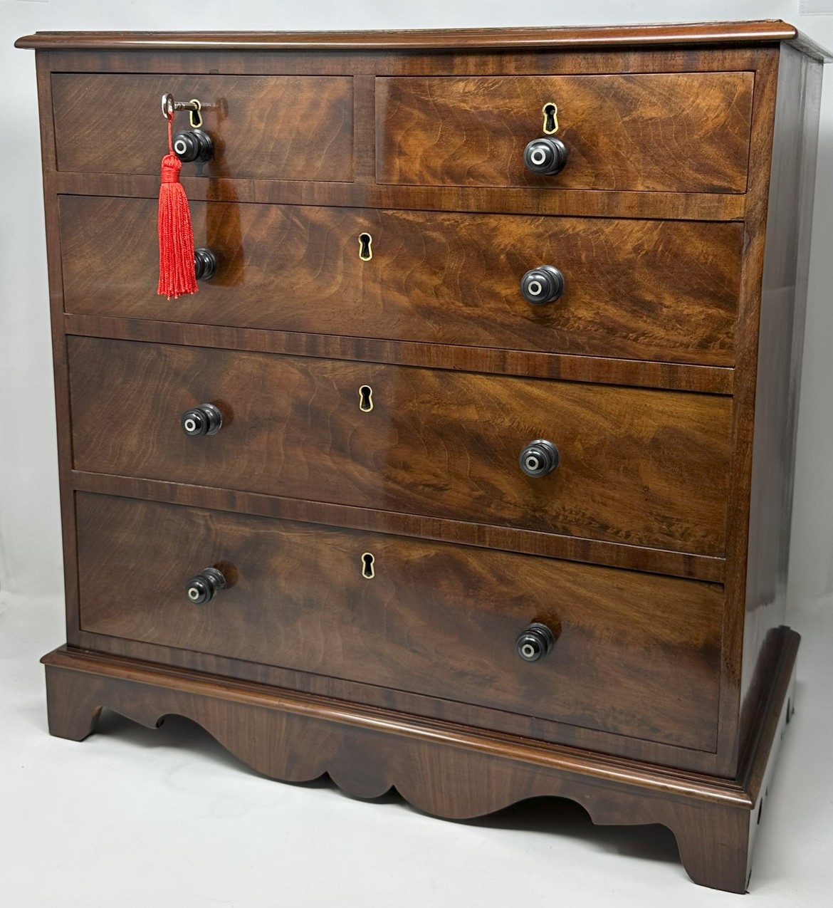 070. Antique English Regency Miniature Apprentice Chest Drawers Flame Mahogany 19Ct - Image 3