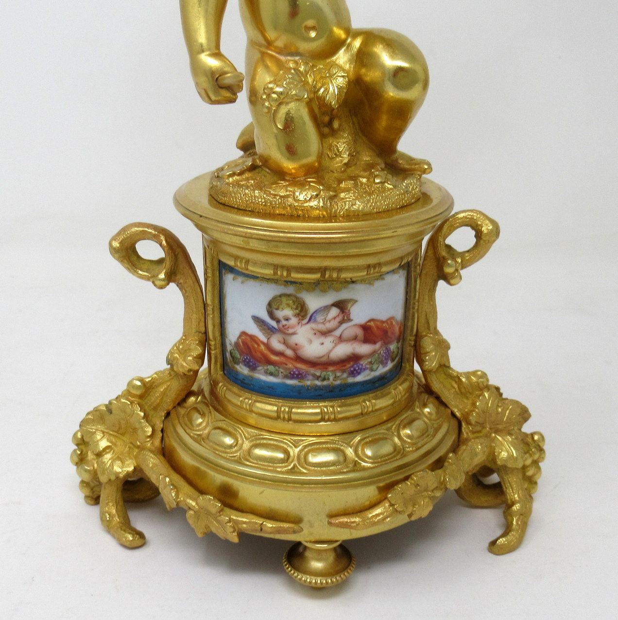 509. Antique Pair French Sèvres Celeste Porcelain Gilt Bronze Cherub Table Lamps 19Ct - Image 5